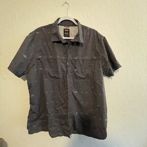 Wrangler Regular Fit Size XL Gray Geometric Short Sleeve Button Down Shirt